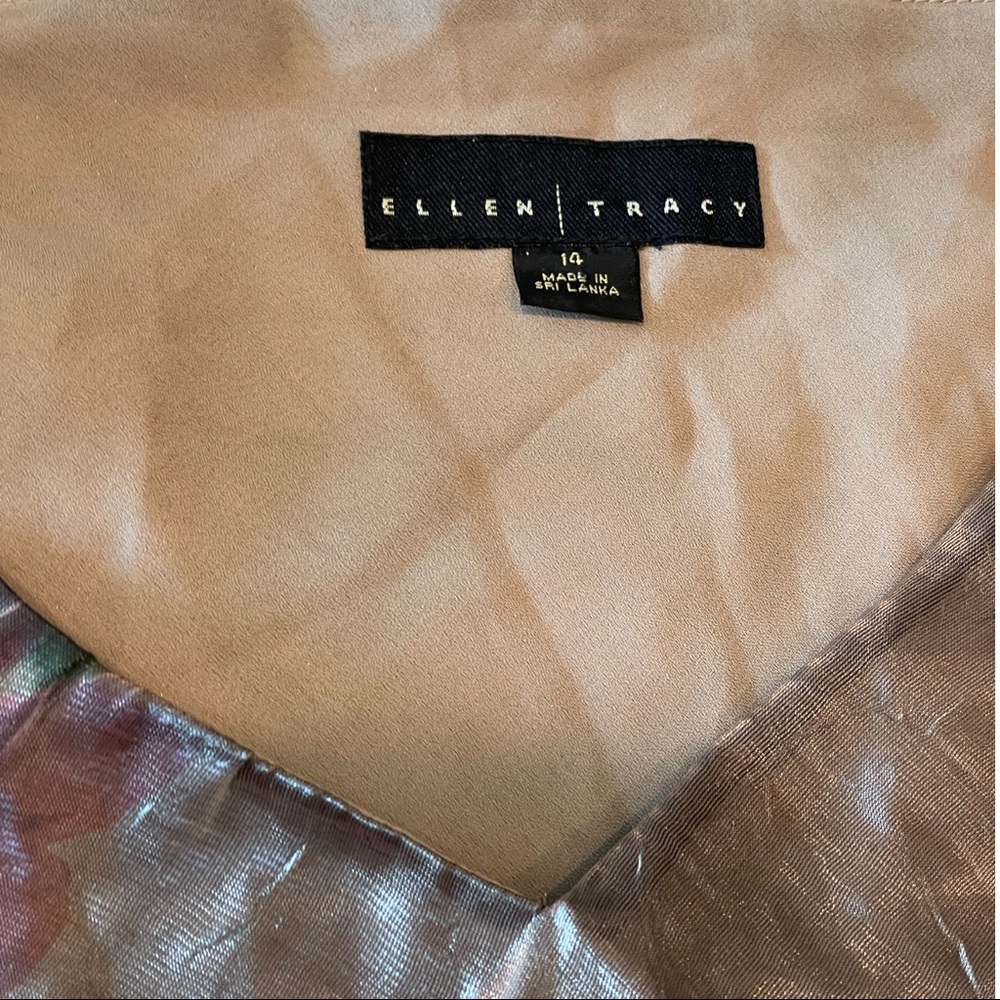 Vintage 90s Y2K Bronze Shimmer Rose Print Sleeveless Top V neck blouse Medium - Picture 10 of 12